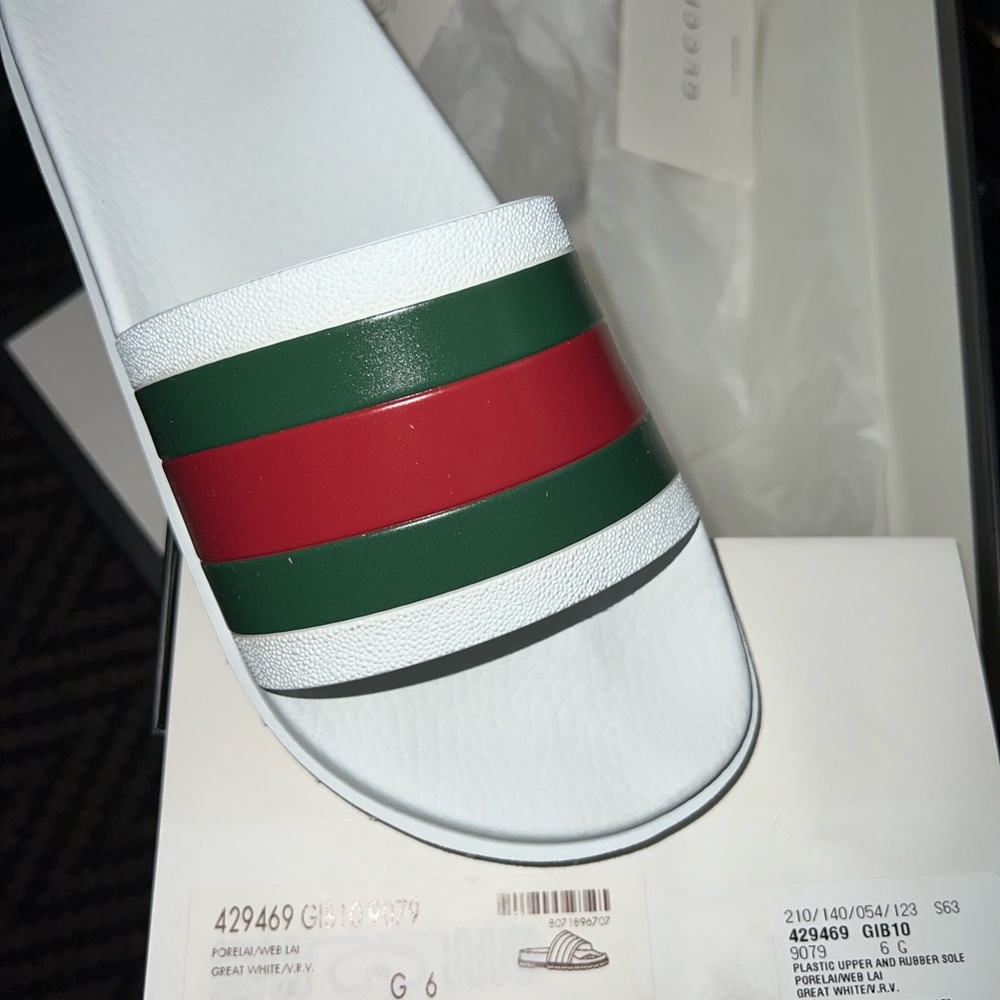 Gucci slides white mens size 6